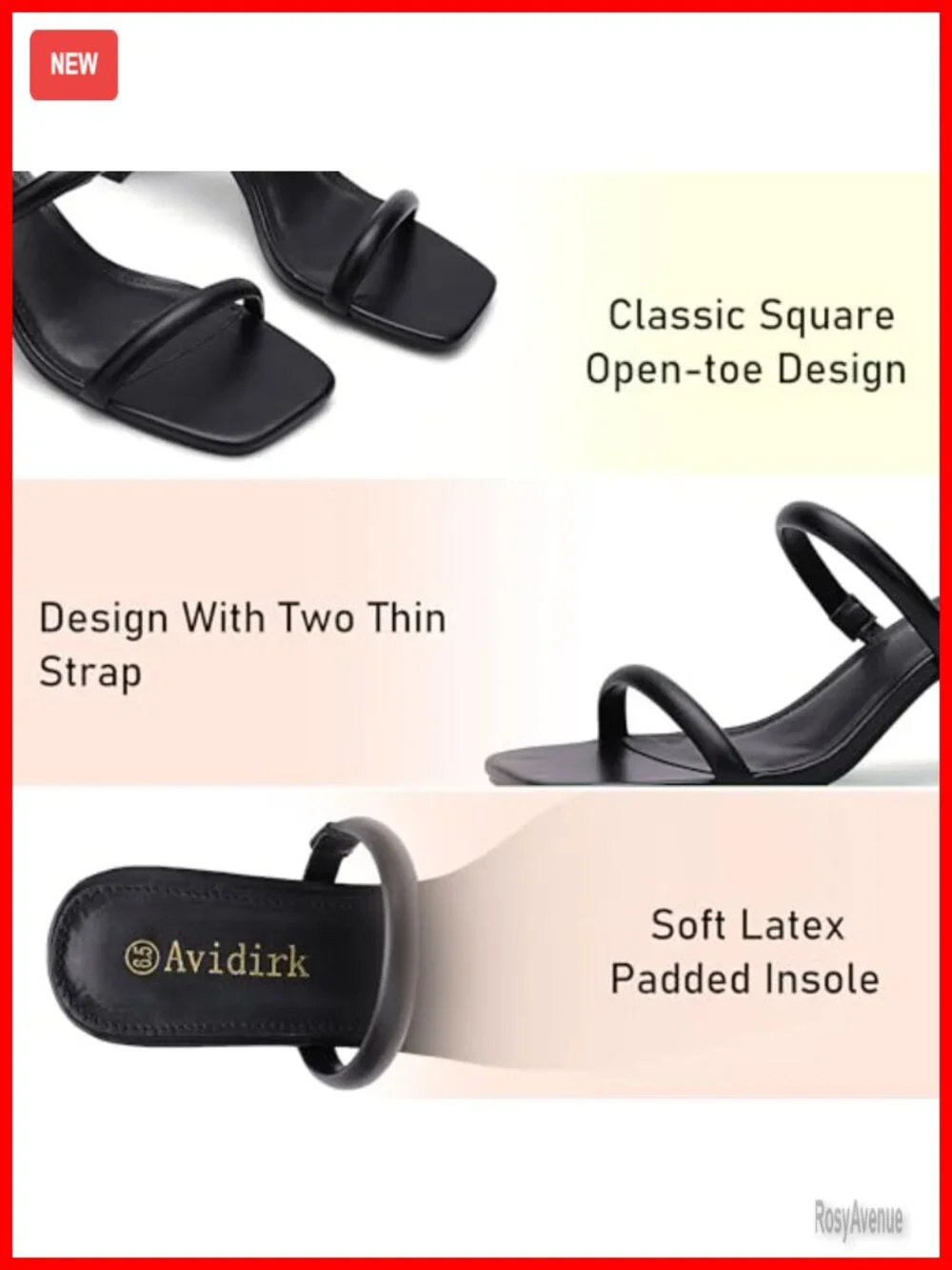 Women's Square Toe Block Heel Sandals Double Strap Slip On Mules 3 Inch Heels